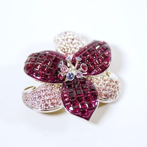 RETIRED Swarovski amethyst-coloured crystal orchid brooch