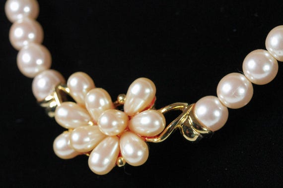 RARE vintage SET Richelieu pink faux pearl neckla… - image 3