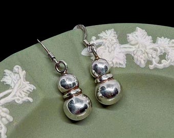 Pendientes colgantes de doble cuenta en plata 925