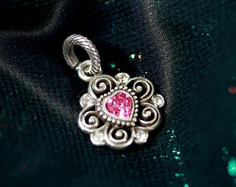 Brighton glitz "October Birthstone" pink heart charm pendant
