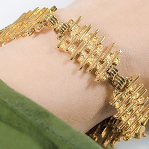 RARE vintage gold-tone brutalist textured penal bracelet