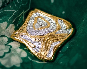 Broche/colgante abstracto vintage CIRO en tono dorado con detalles de diamantes de imitación pavé