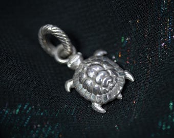 Colgante con dije de tortuga de Brighton, chapado en plata y zinc.