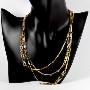Vintage Vendome LONG gold-tone mixed fancy link chain necklace
