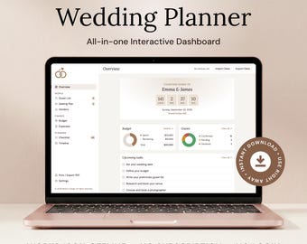 Digital Wedding Planner - Interactive Budget, Guest List, Seating Chart, Checklist - No Subscription, Instant Download