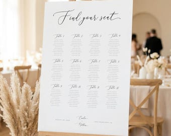 Wedding Seating Chart Sign Template - Find Your Seat - 18x24 24x36 - Editable, Printable, Digital Download