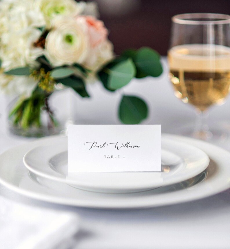 Folded Wedding Seating Escort Card Printable Flat Instant Download Table Decor Name Tags Emilie Wedding Place Cards Template