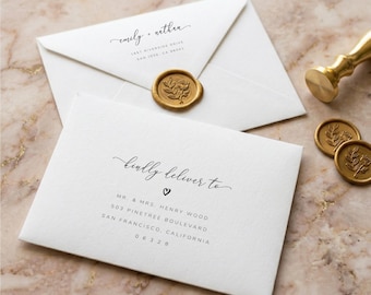 Envelope Addressing Template - Wedding Minimalist Calligraphy Return Address - A7 A2, Editable, Printable, Digital Download