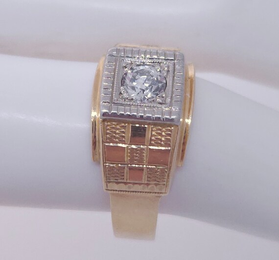 Vintage Retro 1940's 14k Two Tone Gold Diamond Me… - image 3