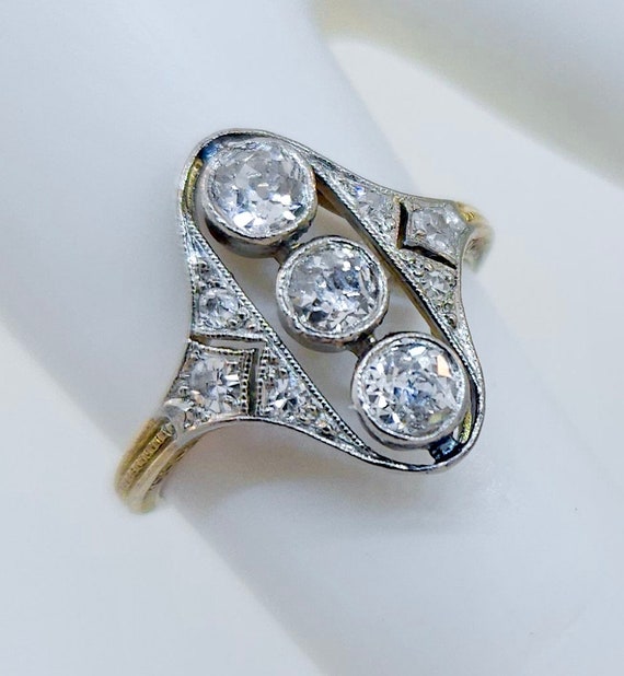 Antique Edwardian 1910's 14k & Platinum Diamond Ri