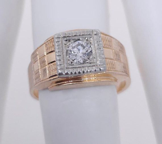 Vintage Retro 1940's 14k Two Tone Gold Diamond Me… - image 2