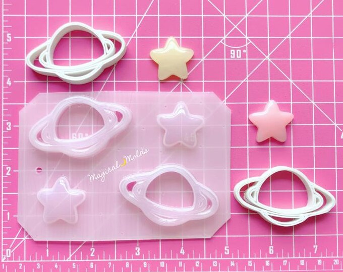 Cutie Saturn Flexible Plastic Resin Chocolate Mold ~ 4 pc