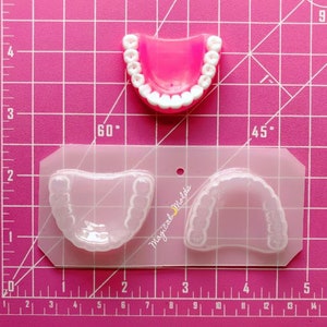 New Decoden Small Dentures Flexible Plastic Resin Chocolate Mold ~ 2 pc