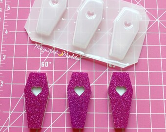 ON SALE Mini Decoden Heart Coffins Flexible Plastic Resin Chocolate Mold Set ~ 3 pc