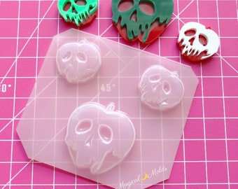 Poison Evil Apples Jewelry Size Flexible Plastic Resin Mold Set ~ 3 pc