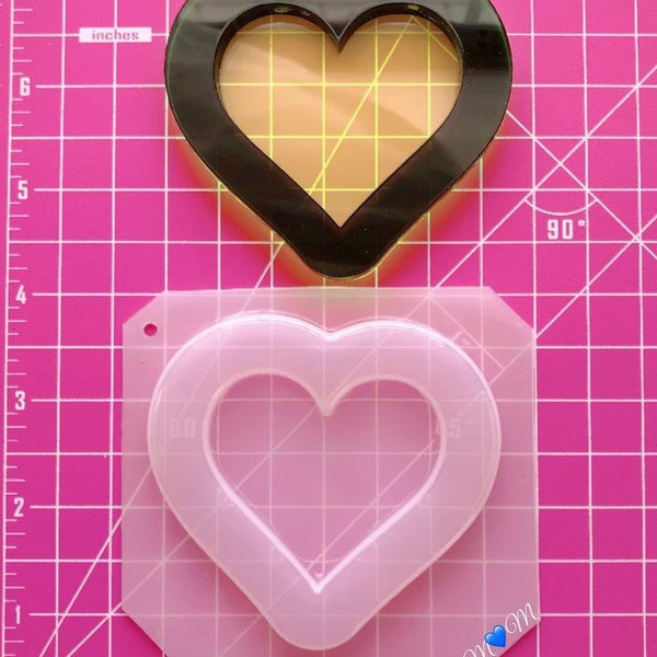 Large Heart Shaker (Backed) Ornament Frame Flexible Plastic Resin Mold ~1 pc