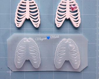 Creepy Love Ribs Flexible Plastic Resin Mold Set ~ 2 pc