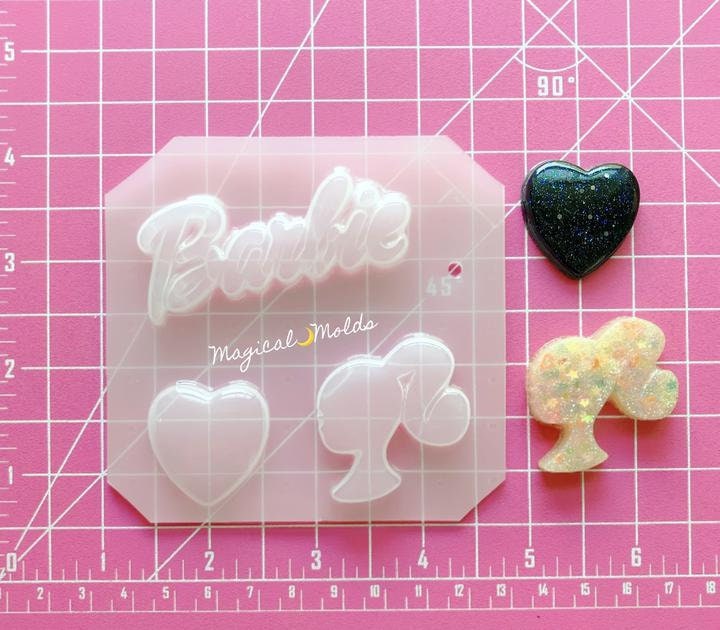 ON SALE Fashion Doll 3 Small Decoden Set Flexible Plastic Resin Mold 3 Pc 