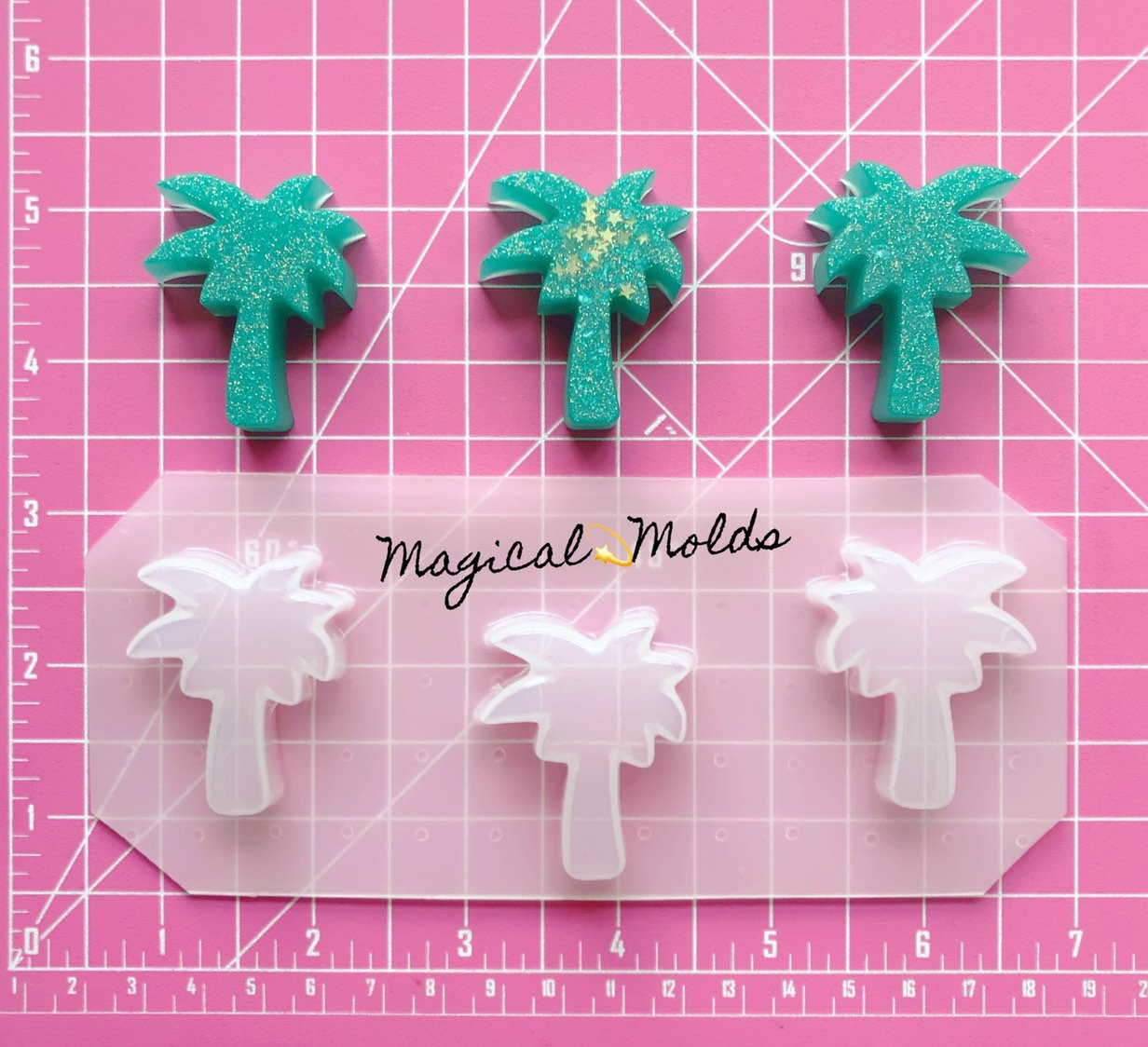 Palm Trees Flexible Plastic Resin Chocolate Mold Set ~ 3 pc