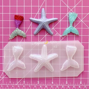 Mermaid Tail Mixed Flexible Plastic Resin Mold Set ~ 3 pc
