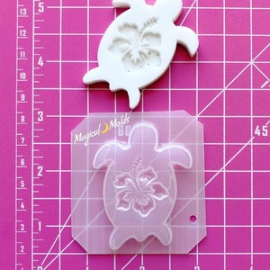Hibiscus Sea Turtle Flexible Plastic Resin Mold ~ 1 pc