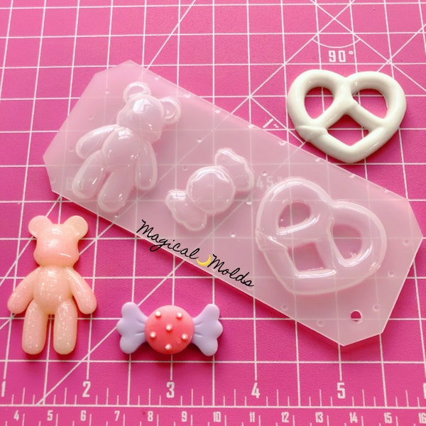 New! Sweets Deco Set Flexible Plastic Resin Mold ~ 3 pc