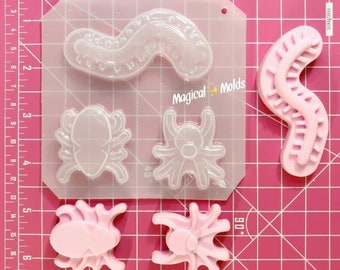 Creepy Insects Flexible Plastic Resin Chocolate Mold Set ~ 3 pc