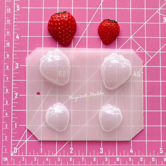 Decoden Strawberries Flexible Plastic Resin Chocolate Mold ~ 4 pc