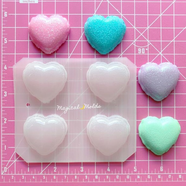 Ensemble de moules en résine plastique flexible pour macarons en forme de coeur ~ 4 pièces