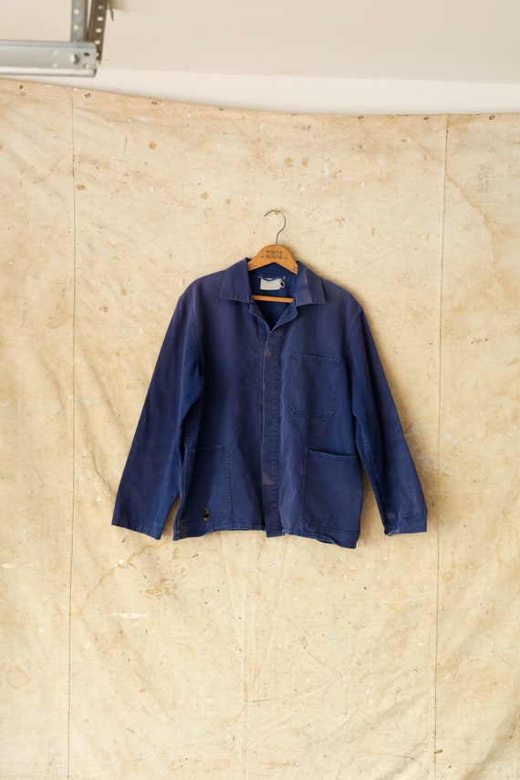 Vintage French Cotton Chore Coat in Dark Blue