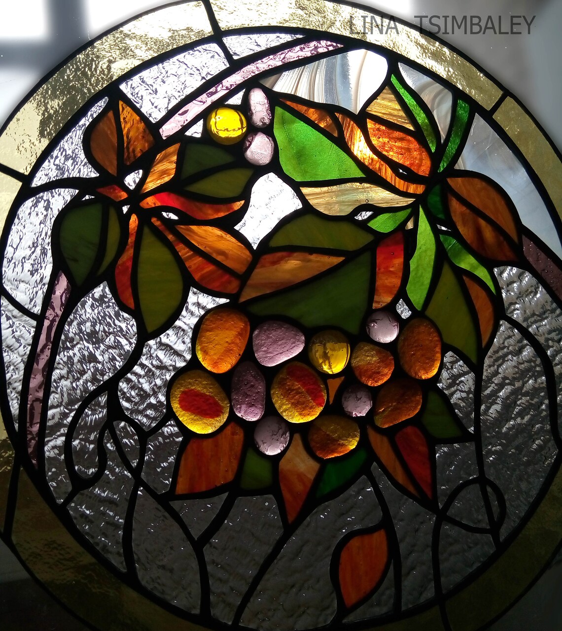 Stained glass panel Grape. Hanging Grape. Tiffany Etsy