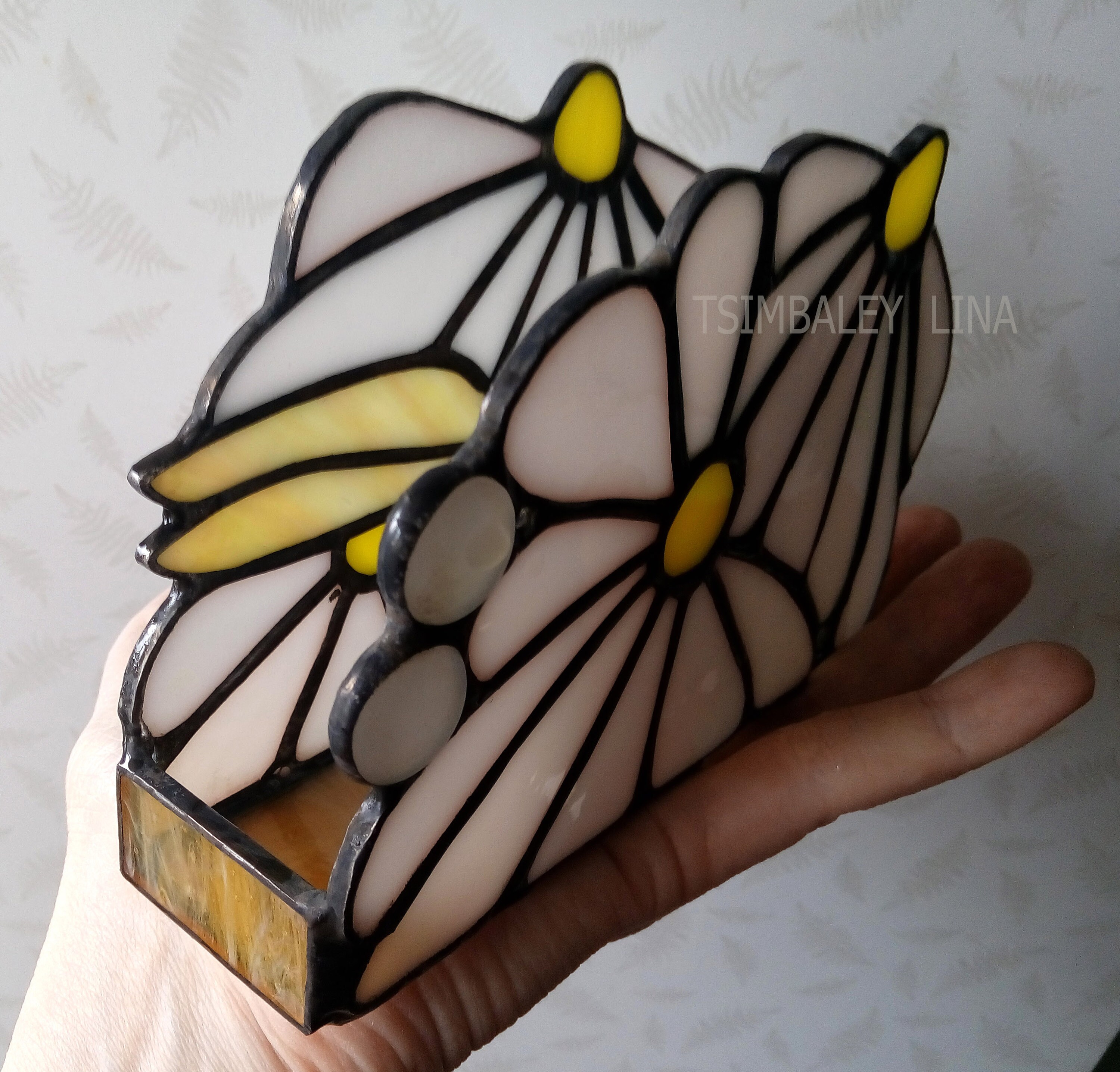 Napkin Holder daisies. Stained Glass Napkin Etsy