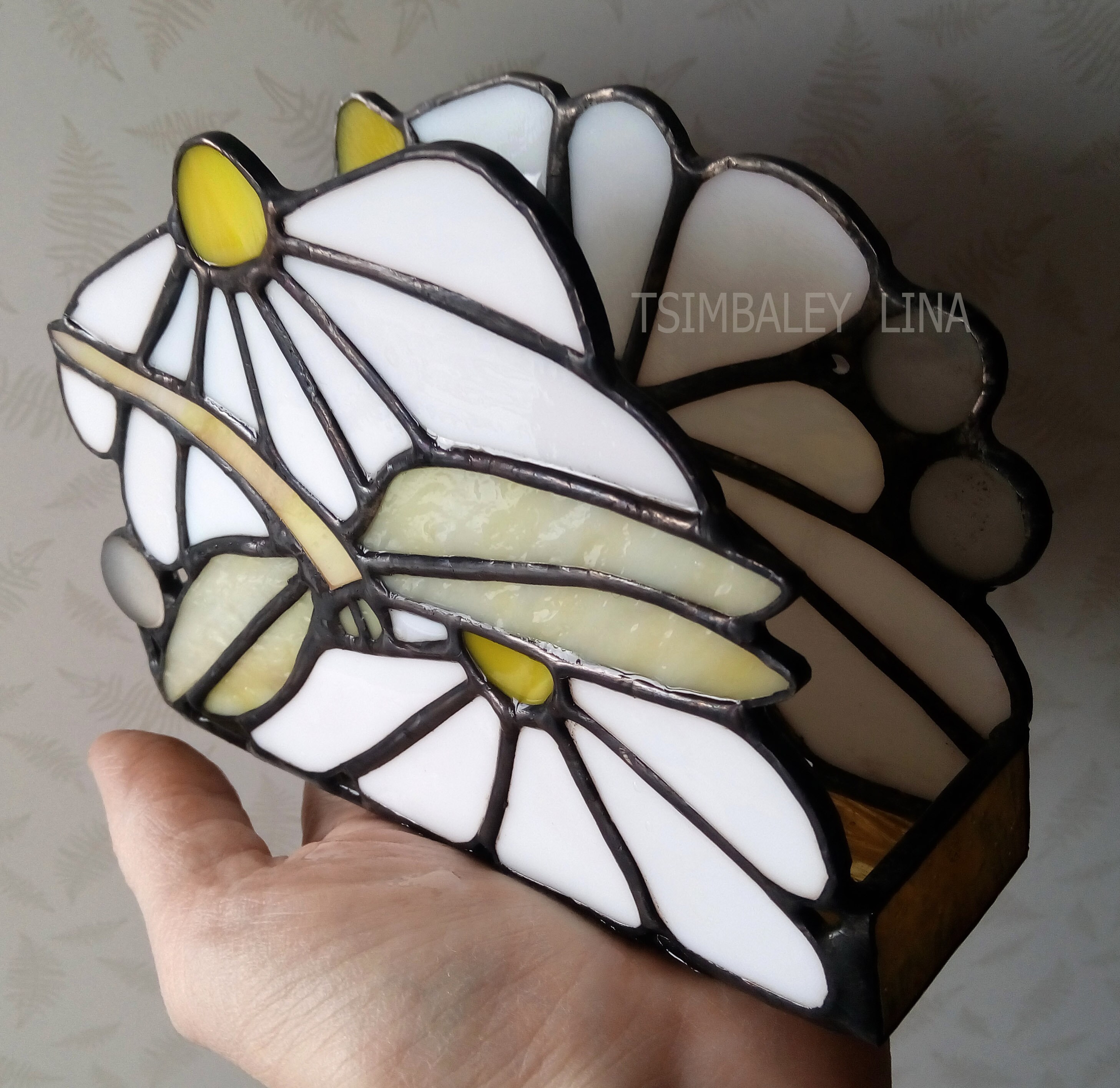 Napkin Holder daisies. Stained Glass Napkin Etsy