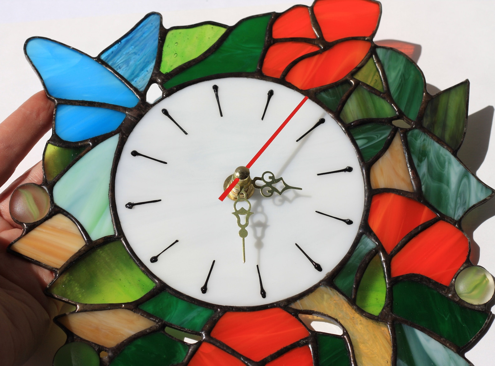 Stained Glass Clock. Interior Decoration. Stained Glass clock Etsy