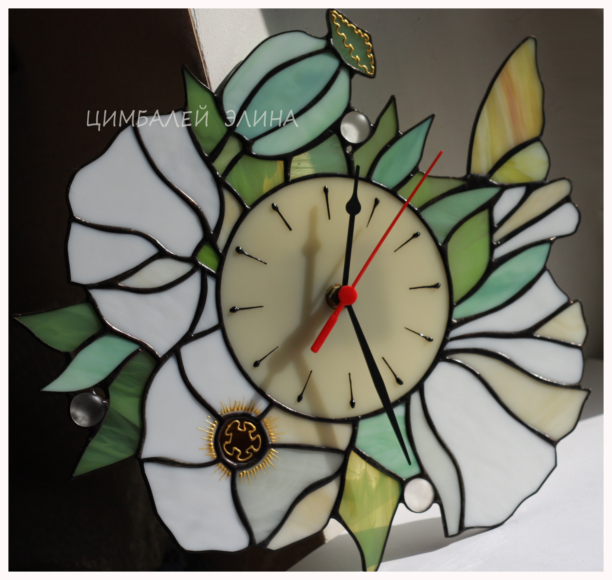 Stained Glass Clock. Interior Decoration. Stained Glass clock Etsy