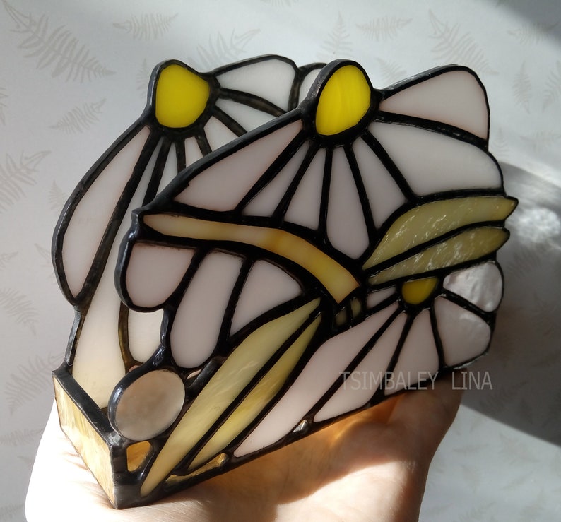 Napkin holder Daisies. Stained glass napkin Etsy