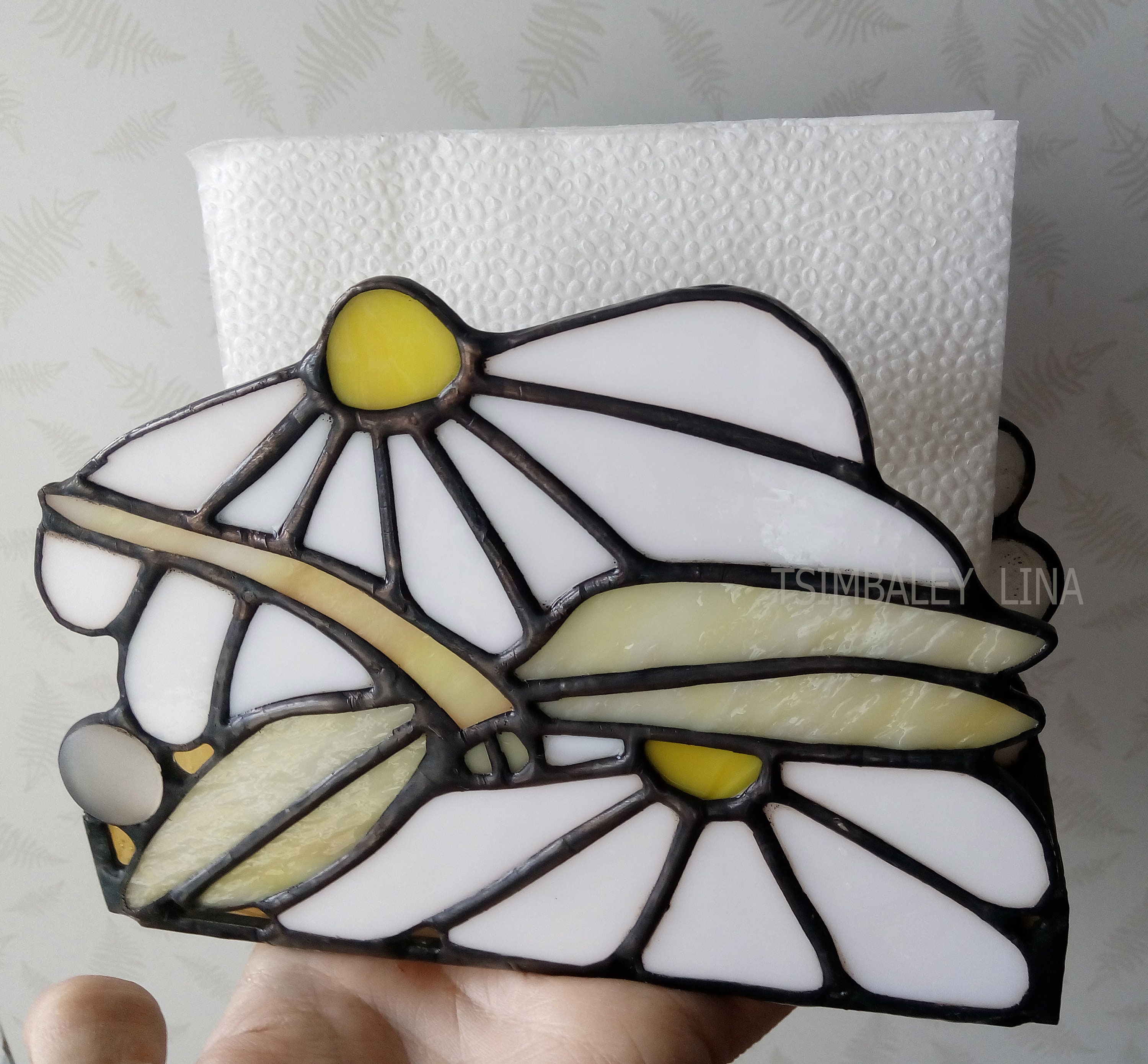 Napkin Holder daisies. Stained Glass Napkin Etsy