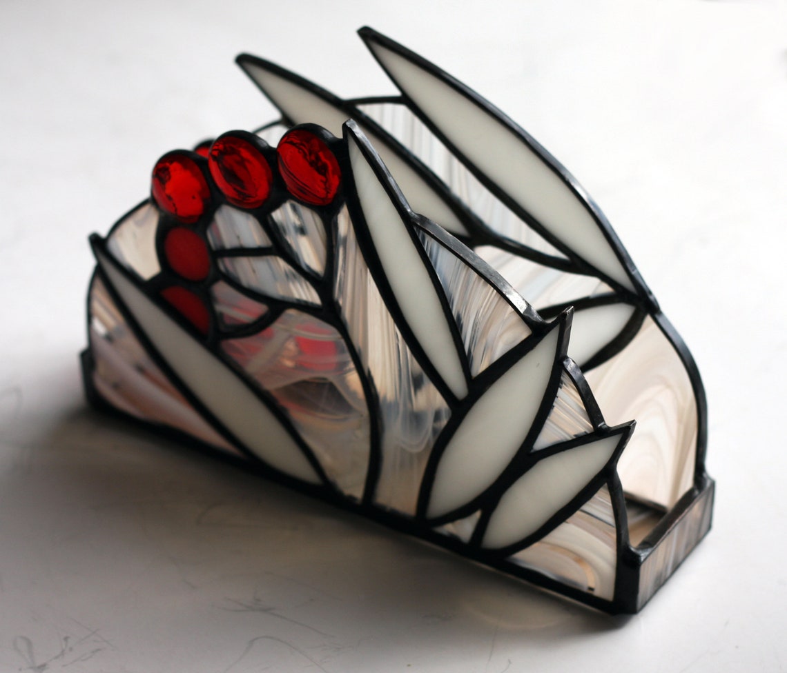Rowan. Stained glass napkin holder. Tiffany Napkin Etsy