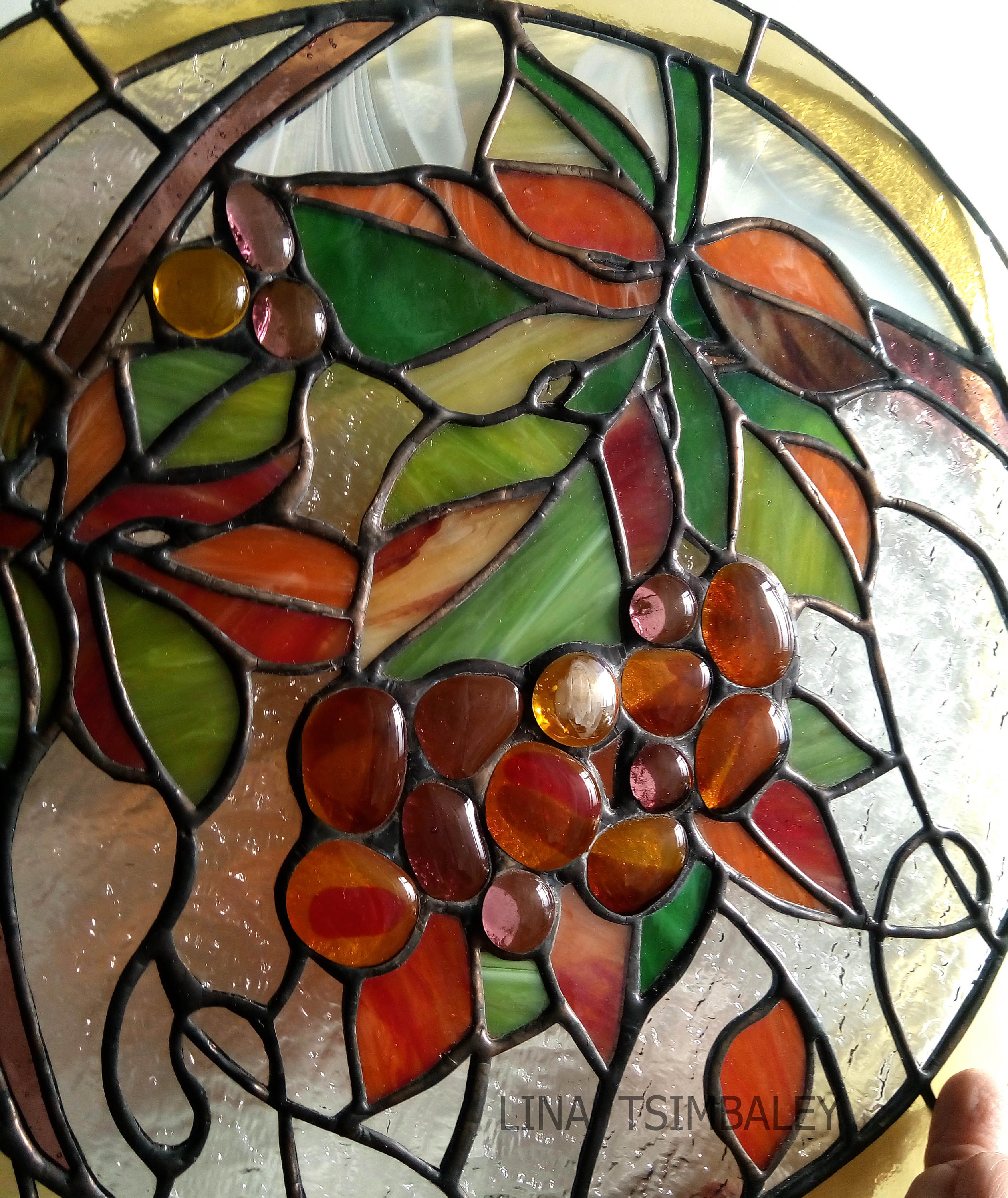 Stained glass panel Grape. Hanging Grape. Tiffany Etsy