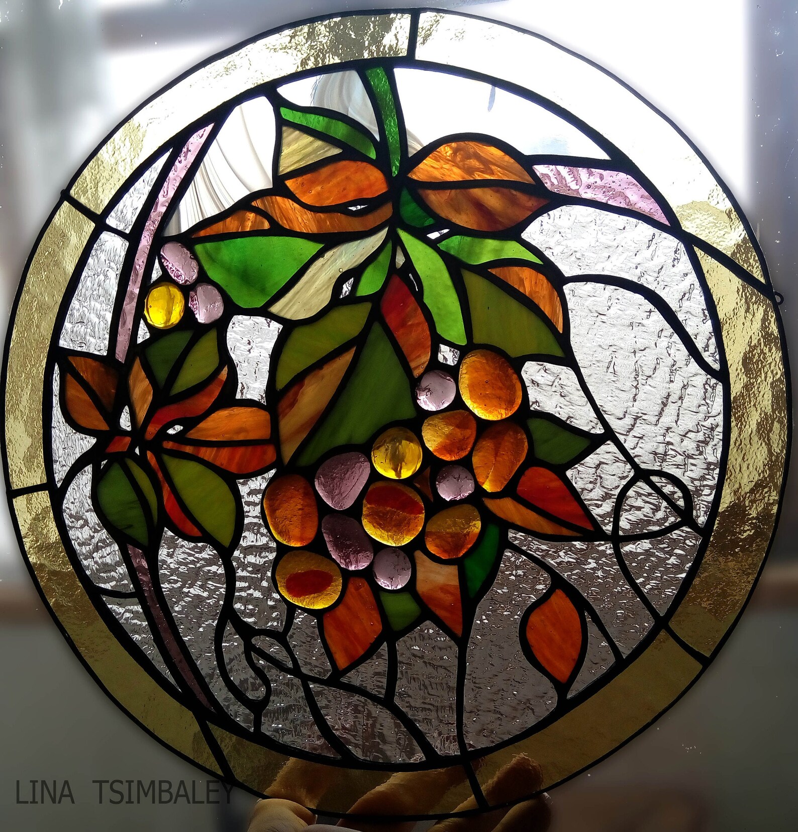 Stained glass panel Grape. Hanging Grape. Tiffany Etsy