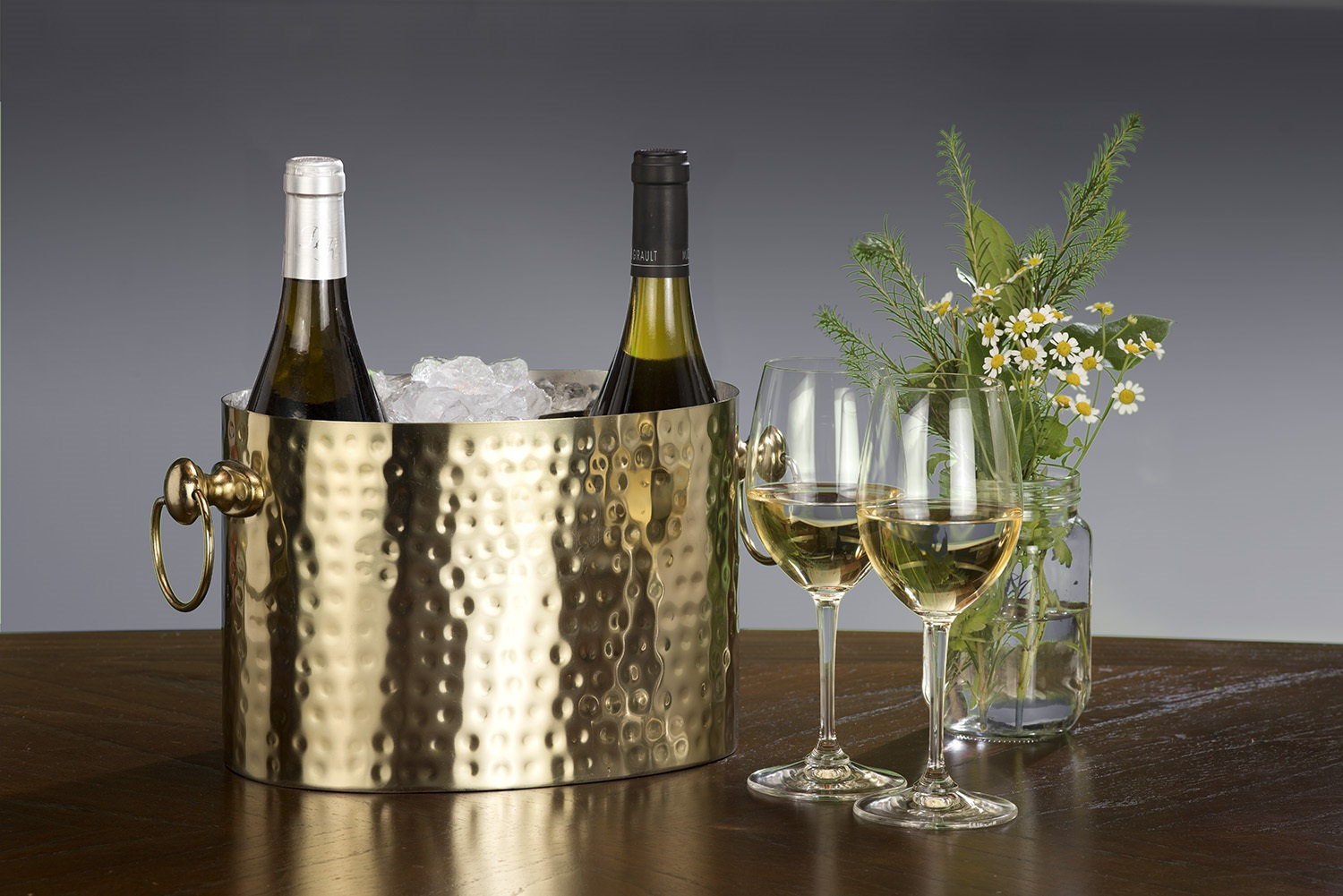 Wine Chiller & Champagne Cooler, 2bottle Handcrafted Goldbrass by