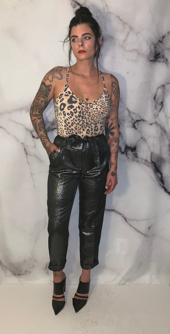 silver high waisted pants