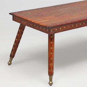 Fijne palissander salontafel met messing ingelegd bloemendecor | Zeldzame vondst vintage
