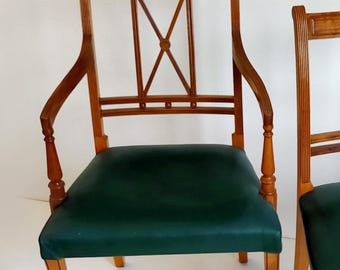 Emerald Green Leather Armchair England 900s / Chaise de Style