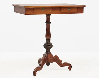 Table d'appoint antique avec 2 tiroirs, meubles des années 1800, table à coudre pour thé et vin