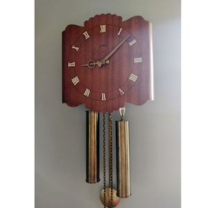 Vintage Westerstrand wall clock with pendulum and weights | 27 x 27 cm