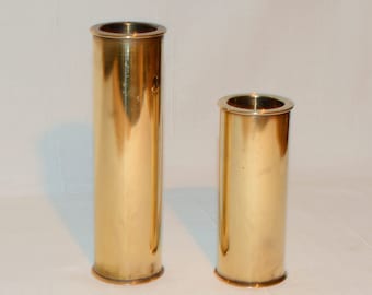 Vintage Candlesticks 2 pcs Indak Enebyberg | Gilded with 24ct Gold, height: 18cm/13cm | Candleholder Set Modern Style Minimalism