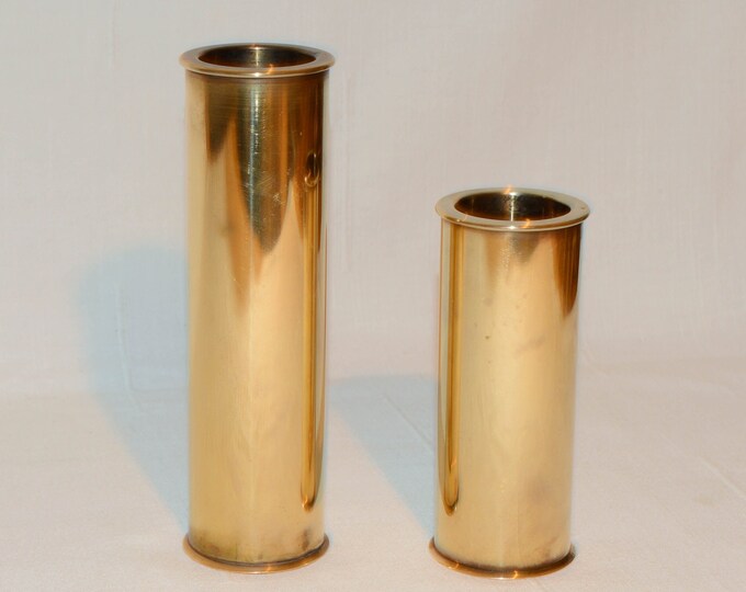 Vintage Candlesticks 2 pcs Indak Enebyberg | Gilded with 24ct Gold, height: 18cm/13cm | Candleholder Set Modern Style Minimalism