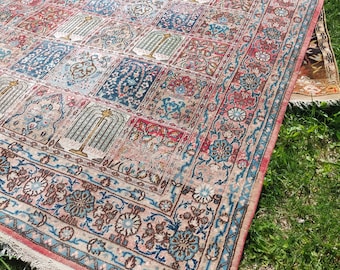 Large and heavy Vintage Wool Rug Multi Colored Bakhtiar Khesti (garden motif) Handmade 158x265 cm  | 5'2" x 8'7"