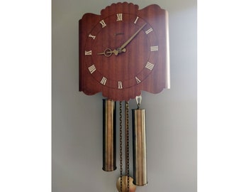 Vintage Westerstrand wall clock with pendulum and weights | 27 x 27 cm